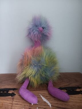 Jellycat London Rainbow Pom Pom Bird Plush 14” Medium Ostrich Soft Toy